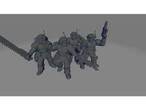 Bravo guardas espaciais sargentos conjunto 40k martelo guerra astra militarum Cadian warhammer40k 40000 3d print model - Mito3D
