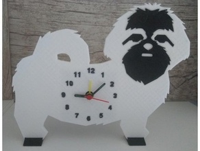 shih tzu l'horloge animal chiens 3d print model - Mito3D