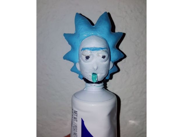 Rick Sanchez pasta dentes boné banheiro desenho animado personagem engraçado presente Rickandmorty mortiço escova dente espremedor tv sitcom 3D print model - Mito3D