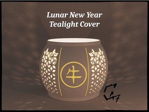 lunare anno tealight copertina guaina benedizione c47 candela titolare supporto celebrazione Cinese decorazione bagliore lanterna luce shader yearofox 3d print model - Mito3D
