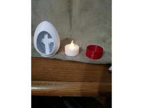 easter egg cross tealight holder 3d print model - Mito3D
