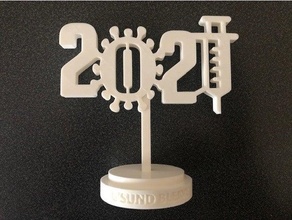 2021 gl cksbringer corona ck und sağlık Oder g 39 sund ağlamak korona kovid covid9 Geschenk Glcksbringer aşılama logo yeni yıl Silvester heykel şırınga virüs 3d print model - Mito3D