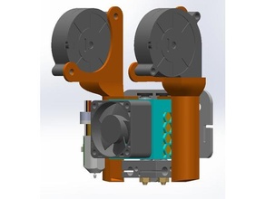 ender 5 chimère monter vis v2 5015 ventilateur canal support cloner créalité double extrudeuse 3d print model - Mito3D