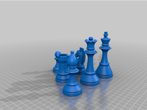 staunton chess piece set chessmen - coin weighted 4 inch king bishop queen knight pawn pawns rook 3d print model - Mito3D