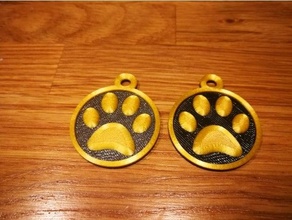 zampa Stampa portachiavi cane etichetta medaglietta riconoscimento dogtags orma Zampa 3d print model - Mito3D
