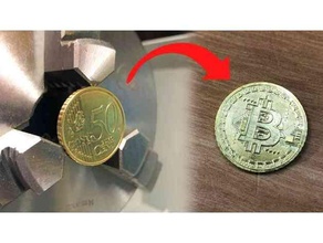 turning 50 cent bitcoin 3018 bit bras cnc cnc3018 engraver machine coin coins holder coper crypto cryptocurrency engraving gold lathe mini mining 3d print model - Mito3D