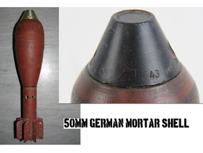 durante seconda guerra mondiale Tedesco 50mm mortaio conchiglia 3d print model - Mito3D