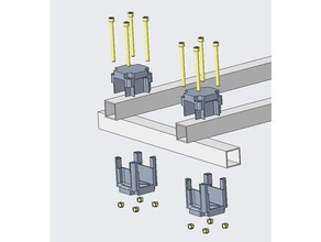 quadratrohr verbinder 25x25 Ablage eckverbinder Regal rohrverbinder 3d print model - Mito3D