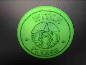 drinkcoaster starbucks 'witch please' coaster coasters drinkcoasters geek geeky magic nerd nerdy logo witch 3d print model - Mito3D