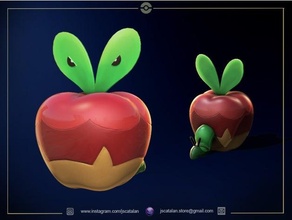 applin pokemon anime appletun personalizado arte fan cifras scaleworld videojuego videojuegos zukan 3d print model - Mito3D