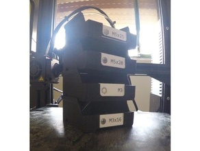 empilable vis boîte fixé étiquette titulaire soutien banc boulons boites noisettes organisation organisateur récipient Table travail atelier 3d print model - Mito3D