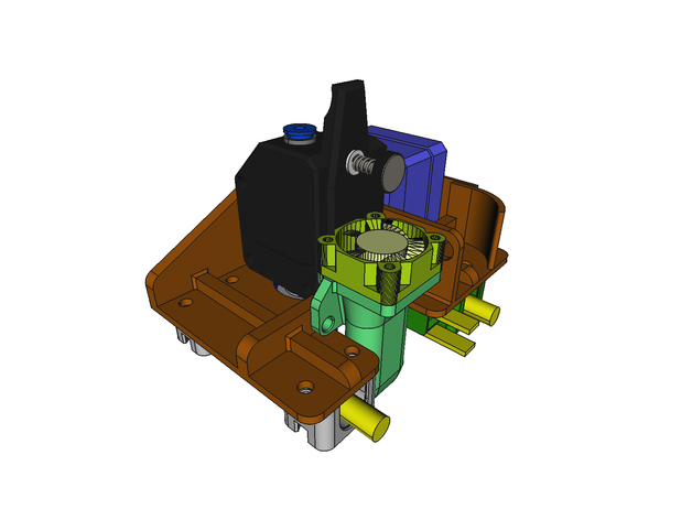 4max Pro makerbot impresión cabeza bmg doble engranaje extrusora e3d v6 hotend anycubic carro x carriage 3D print model - Mito3D