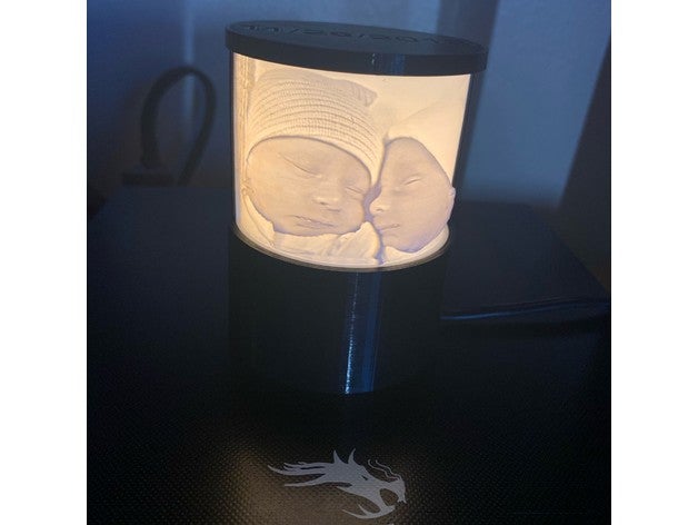 Lithophan Lampe anpassbar Geschenk Unterstützung 3D print model - Mito3D
