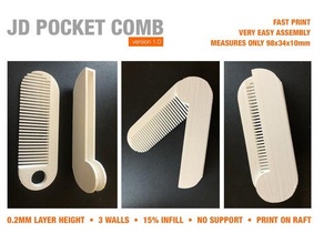 jd foldable pocket comb 3d print model - Mito3D
