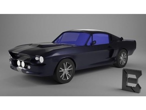 mustang Shelby gt500 minyatür araba 3d basılı 3d print model - Mito3D