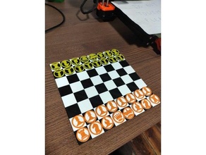 flat chess set portable travel 3d print model - Mito3D