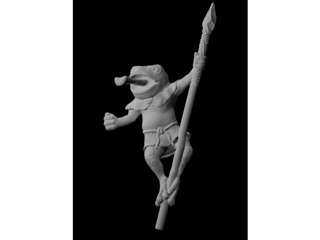 frogfolk bullywug monk boardgame dnd miniature frog presupported rpg spear supported 3D print model - Mito3D
