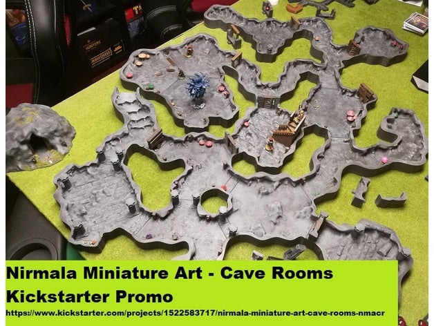 Nirmala grotte pièces promotion 1 petit chambre 28mm 32mm caverne dnd donjons dragons fantaisie minniature modulaire tuile 3D print model - Mito3D