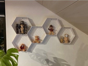 hexagon honeycomb wall shelf sechseck 3d print model - Mito3D