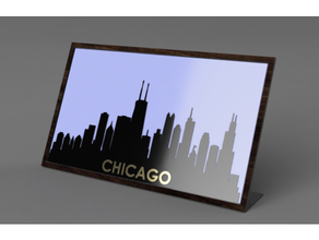 chicago houston skyline frame desktop angled base art chicago city  houston sign skyline texas wall
