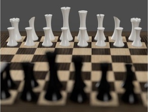 minimalista contemporáneo ajedrez conjunto v2 obispo trozo Rey Caballero empeñar reina torre 3d print model - Mito3D