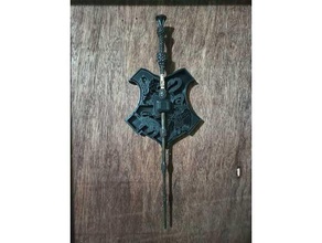 hogwarts shield elderwand wall holder harrypotter harry potter wand mount 3d print model - Mito3D