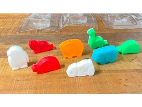 lindo animales adecuado vacío formando solicitud gato cortar dinosaurio elefante formart hipopótamo yarda panda pingüino jabón molde Tortuga 3d print model - Mito3D