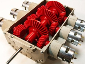 900w gearbox 6x 775dc motors bevel gear planetary 3d print model - Mito3D