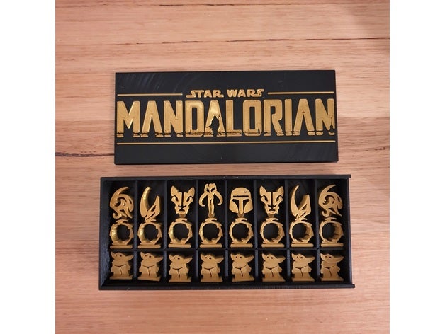 mandalorian scacchi impostato Schermo scatola bambino yoda compleanno gioco tavolo regalo giallo supporto Guerre stellari stella guerre 3D print model - Mito3D