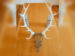 wire skull deer antlers decoration elk horn 3d print model - Mito3D