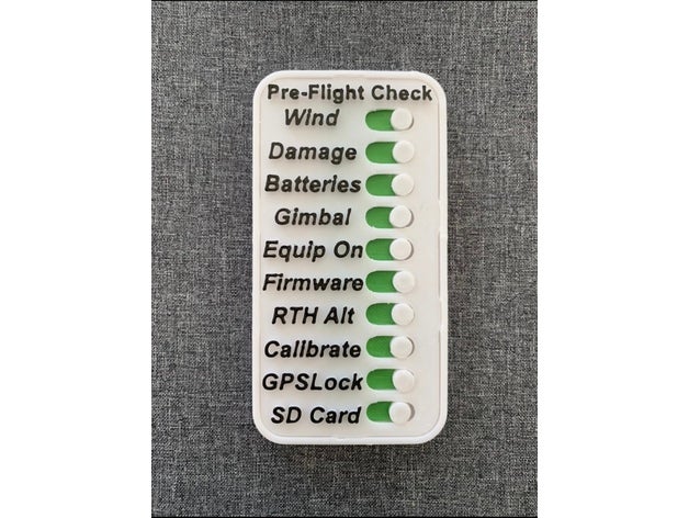 drone pre-flight checklist check dji mavic flight mini organization organizer 3D print model - Mito3D
