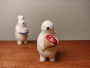 kumaty flower bouquet birthday cute gift polar bear 3d print model - Mito3D