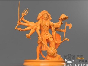 faced divine monkey - hanuman god hero hindu hinduism india indian muscles pla sla 3d print model - Mito3D