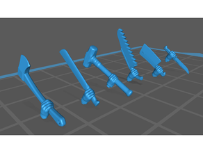additional slasher weapons - 32mm axe boardgame bonesaw cleaver dont game hunting knife machete miniature sledgehammer 3d print model - Mito3D