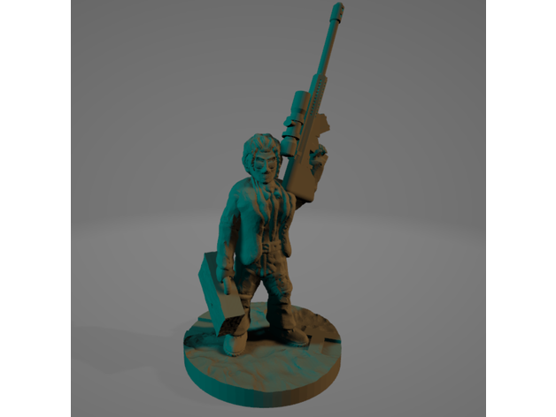 cyberpunk sniper agent supports needed 28mm 28mmscale heroic scale miniatures miniature sci-fi science fiction space 3D print model - Mito3D