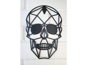 faceted skull glasses 2d skull faceted skull magr design wall sculpture 2d 3d print model - Mito3D
