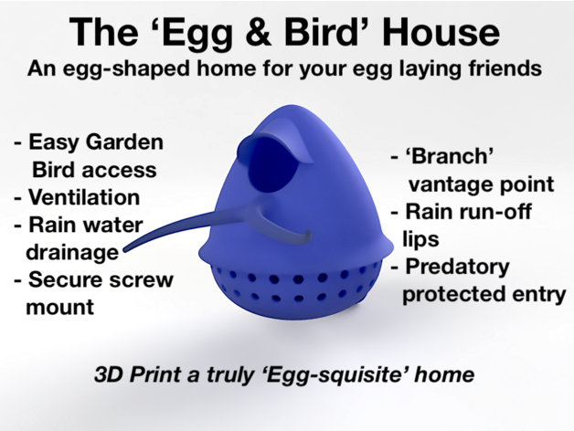 bird & egg house 3D print model - Mito3D