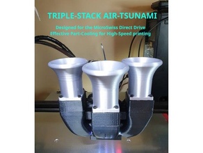 triple-stack air-tsunami microswiss direct drive high speed printing cooling duct fan creality cr-10 cr-10s ender 3 ender3v2 dd cooler 3d print model - Mito3D