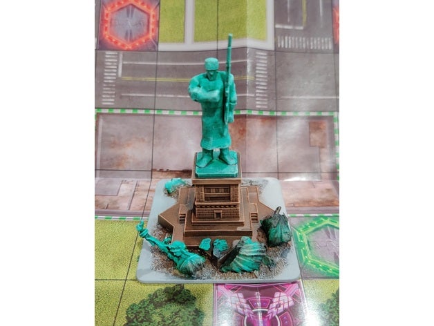 monsterpocalypse estátua liberdade personalizadas base jogo tabuleiro construção kaiju miniatura miniaturas cenário monstro plinto tampo mesa acessório jogos terreno 3D print model - Mito3D