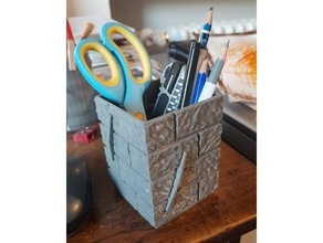 reforçado alvenaria caneta suporte tijolo tijolos construção lápis copo 3d print model - Mito3D