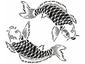koi pesce stencil animale Giappone 3d print model - Mito3D