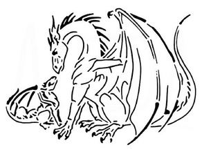 parent dragon stencil baby legend myth 3d print model - Mito3D