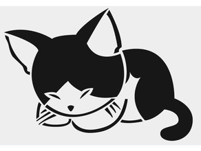 sleeping cat stencil animal kitten mammal 3d print model - Mito3D