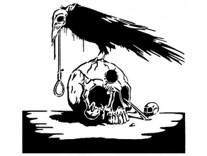 raven skull stencil bird crow death noose witch 3d print model - Mito3D