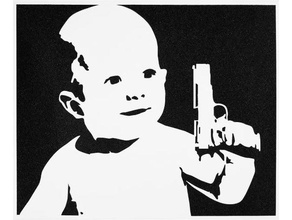 baby gun stencil 2nd amendment infant 3d print model - Mito3D