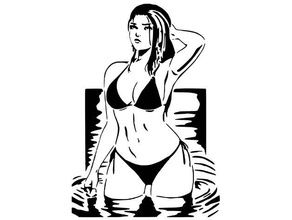 plage fille pochoir aérographe art bikini sexy girl 3d print model - Mito3D