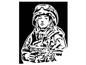 girl soldier stencil 3d print model - Mito3D
