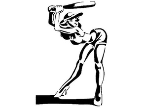 baseball girl stencil bat cap coffee nude sexy-girl 3d print model - Mito3D