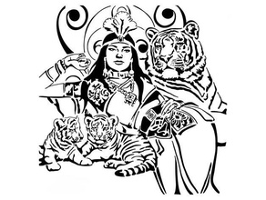 exotic queen stencil 2 girl tigers 3d print model - Mito3D