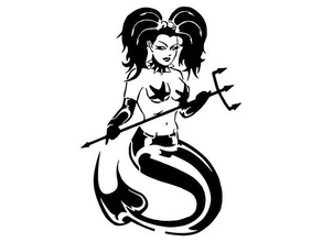mermaid stencil 3 art girl legend merpeople myth seacreature sea creature sexy-girl 3d print model - Mito3D